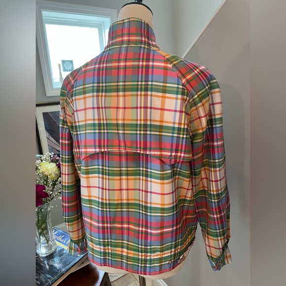 L-RL LAUREN ACTIVE Jacket Ralph Lauren Windbreaker Plaid Pastel - Picture 6 of 11